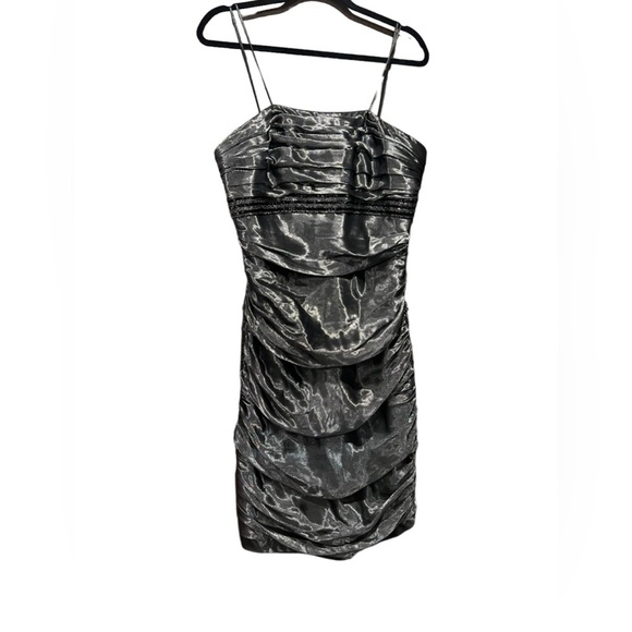 Carmen Marc Valvo Dresses & Skirts - Carmen Marc Valvo Metallic Grey Party Embellished Strapless Dress Size 12.